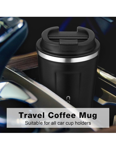 Paquete de 6 Tazas de Café Aisladas Qinyoung 380ml Negro