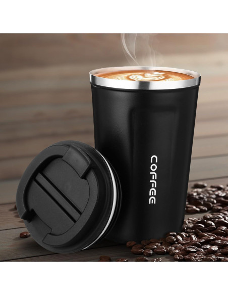 Paquete de 6 Tazas de Café Aisladas Qinyoung 380ml Negro