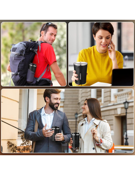 Paquete de 6 Tazas de Café Aisladas Qinyoung 380ml Negro