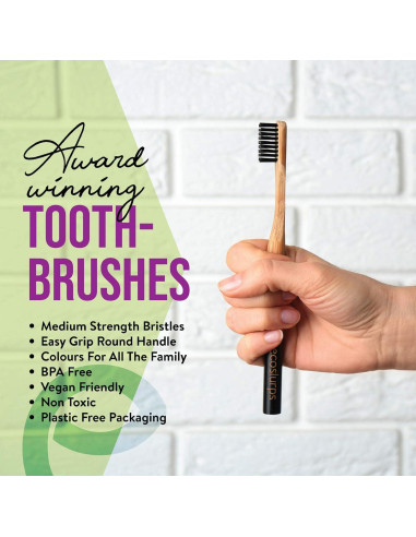 Cepillos de Dientes de Bambú EcoSlurps - 12 Adultos Multicolor