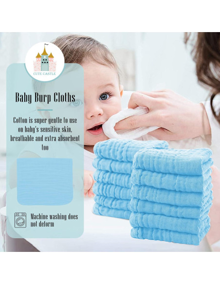 Paquete de 24 Paños de Muselina Cute Castle 100% Algodón 50.8x25.4 cm Paquete de 24 Paños de Muselina Cute Castle 100% Algodón 50.8x25.4 cm