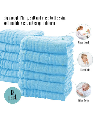 Paquete de 24 Paños de Muselina Cute Castle 100% Algodón 50.8x25.4 cm