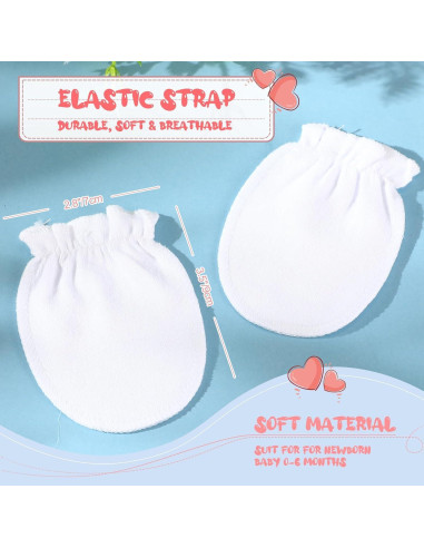 9 Pares Manoplas Bebé Algodón Sin Rasguños 0-6 Meses