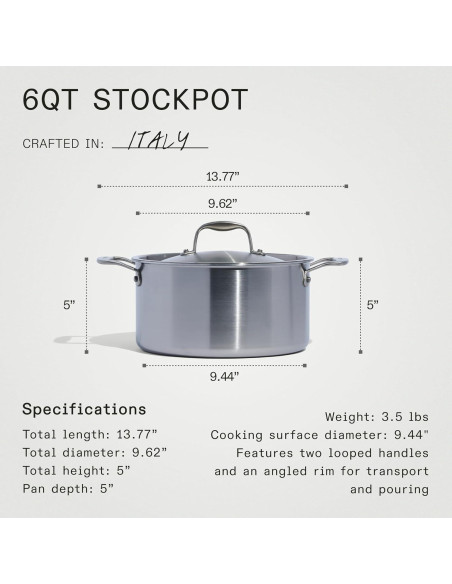 Olla de Acero Inoxidable Made In 6 Cuartos - Profesional