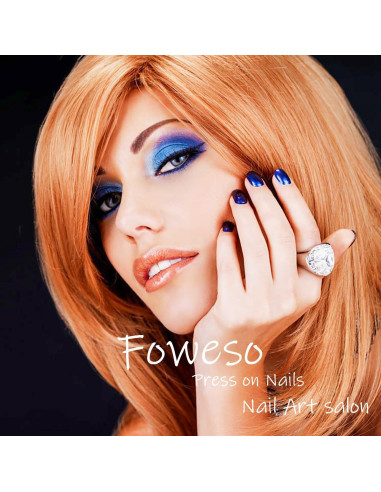 24 Uñas Falsas Medianas Foweso con Lazos y Gemas