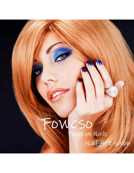 24 Uñas Falsas Medianas Foweso con Lazos y Gemas