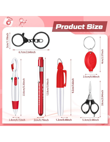 Juego de 6 Bolígrafos para Enfermeras MotiMind - Rojo