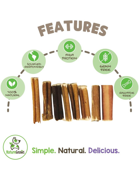 Mordiscos de Bully Stick Nature Gnaws 7.5 cm - 227 g