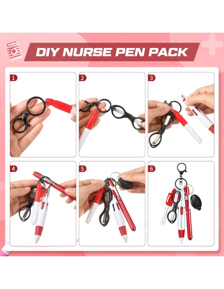 Juego de 6 Bolígrafos para Enfermeras MotiMind - Rojo