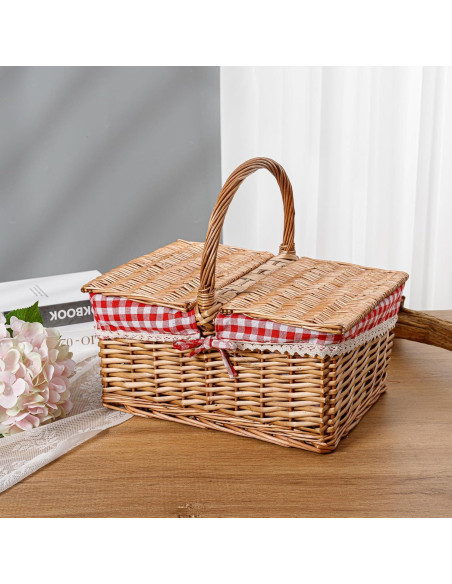 Cesta de Picnic Rectangular THY Collectibles con Forro Lavable