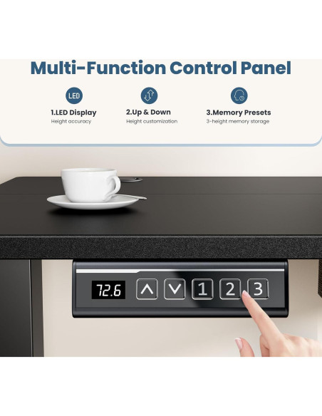 Escritorio de pie eléctrico Sweetcrispy 40x24" negro con 3 presets