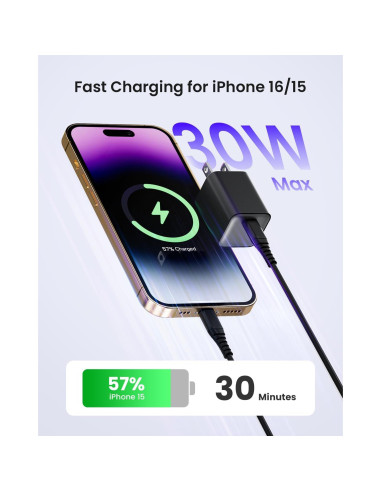 Cargador de pared 30W Wegear USB C GaN III rápido plegable