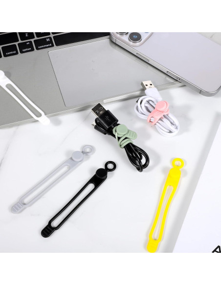 18 Sujetadores de Cable de Silicona JJUNW - Organizador Multifuncional