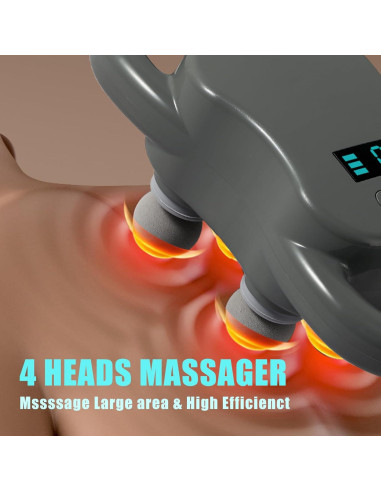 Pistola de Masaje Eléctrica SUPBAND HY-ST2024 4 Cabezas Gris