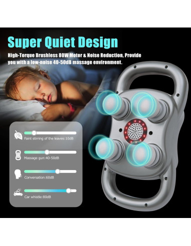 Pistola de Masaje Eléctrica SUPBAND HY-ST2024 4 Cabezas Gris