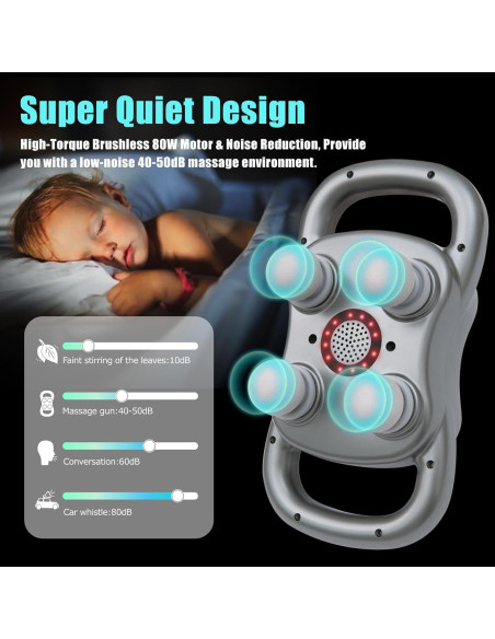 Pistola de Masaje Eléctrica SUPBAND HY-ST2024 4 Cabezas Gris