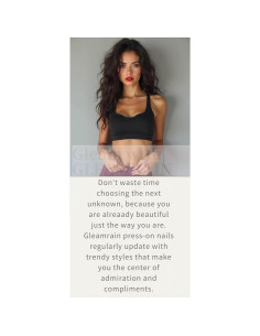 Uñas Postizas Cuadradas XL Gleamrain Rosa Punta Francesa 24 Pzas 2