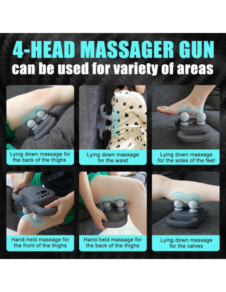 Pistola de Masaje Eléctrica SUPBAND HY-ST2024 4 Cabezas Gris
