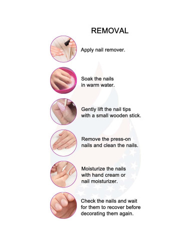 Uñas Postizas Cuadradas XL Gleamrain Rosa Punta Francesa 24 Pzas