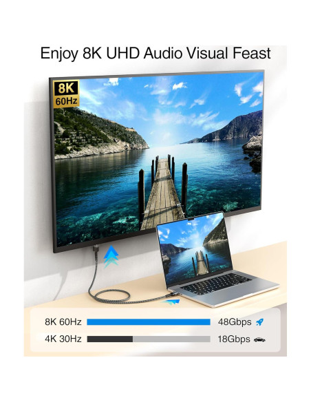 Cable USB C a HDMI BlueRigger 8K 1.83m 60Hz 48Gbps