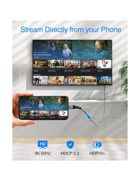 Cable USB C a HDMI BlueRigger 8K 1.83m 60Hz 48Gbps