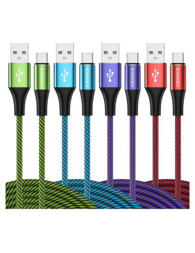 Cable USB C Boenoea 3 m Carga Rápida 4 Piezas Multicolor