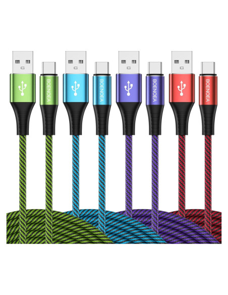 Cable USB C Boenoea 3 m Carga Rápida 4 Piezas Multicolor