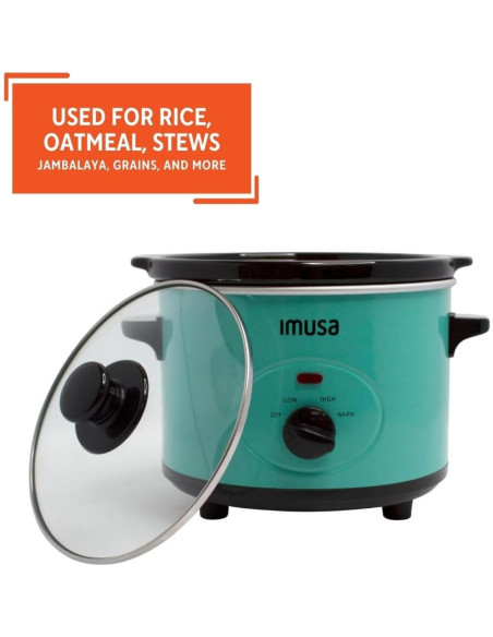 Cocina Lenta Eléctrica IMUSA 1.5 QT Cerámica Verde Azulado