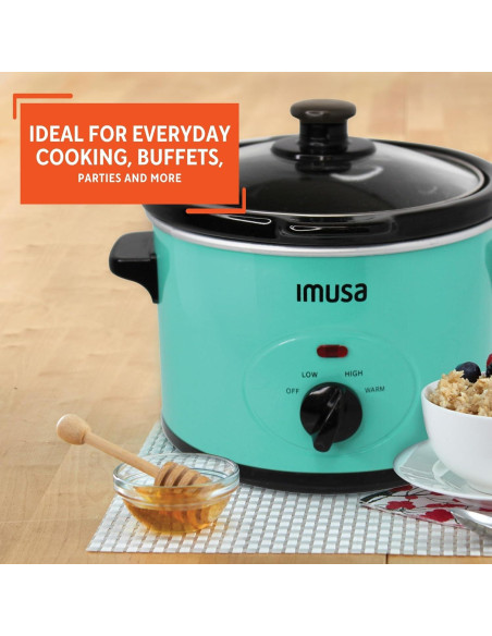 Cocina Lenta Eléctrica IMUSA 1.5 QT Cerámica Verde Azulado