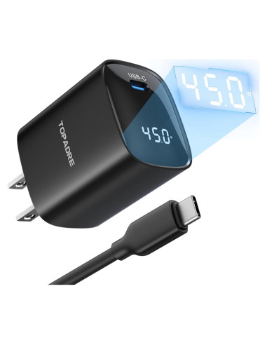 Cargador Rápido Super 45W USB-C con Pantalla LED - Negro