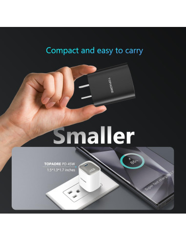 Cargador Rápido Super 45W USB-C con Pantalla LED - Negro