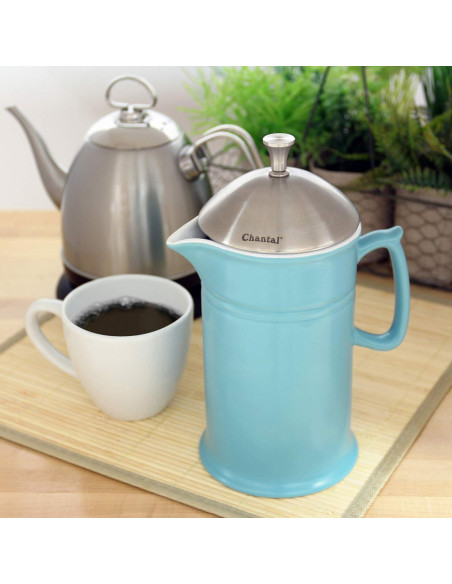 Prensa Francesa de Cerámica Chantal 28 oz Aqua con Émbolo
