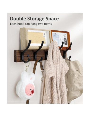 Perchero de Pared Optish 5 Ganchos Madera Marrón 41.91x5.08cm