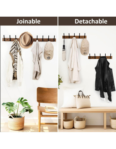 Perchero de Pared Optish 5 Ganchos Madera Marrón 41.91x5.08cm