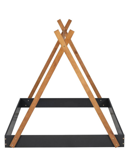 Cama Tipi de Madera Completo Mirightone para Niños Negra