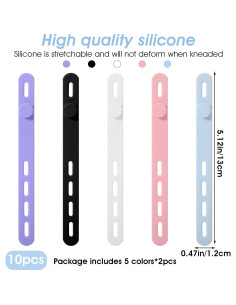 10 Correas de Cable de Silicona Reutilizables Xinjoduz 13 cm 2
