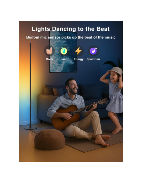 Lámpara de Pie LED RGB Sotipevs 147 cm Control Remoto Lámpara de Pie LED RGB Sotipevs 147 cm Control Remoto