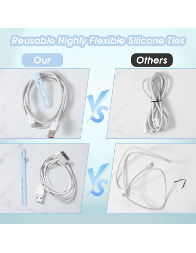 10 Correas de Cable de Silicona Reutilizables Xinjoduz 13 cm