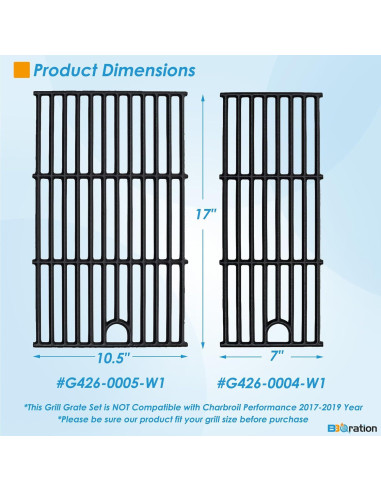Piezas de Parrilla Charbroil Performance 2 Quemadores - Rejillas y Placas