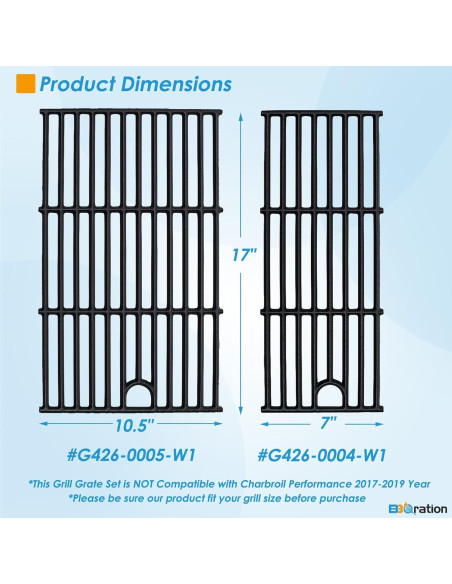 Piezas de Parrilla Charbroil Performance 2 Quemadores - Rejillas y Placas