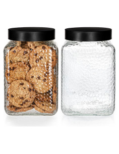 Tarro de Vidrio Grande Kitchentoolz 80oz con Tapa Metal Negra
