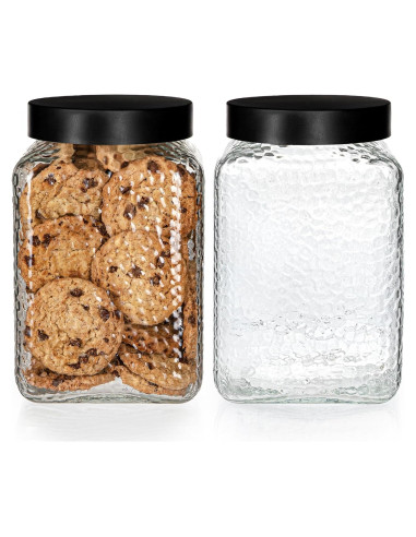 Tarro de Vidrio Grande Kitchentoolz 80oz con Tapa Metal Negra