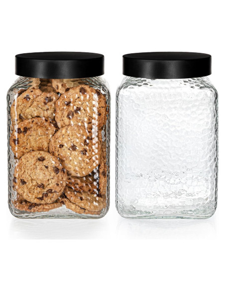 Tarro de Vidrio Grande Kitchentoolz 80oz con Tapa Metal Negra