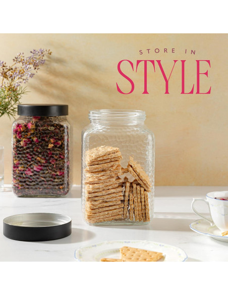 Tarro de Vidrio Grande Kitchentoolz 80oz con Tapa Metal Negra