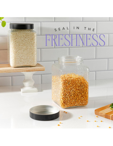 Tarro de Vidrio Grande Kitchentoolz 80oz con Tapa Metal Negra