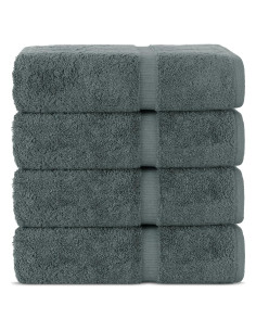 Juego de 4 Toallas de Baño Premium Algodón Turco Chakir Gris