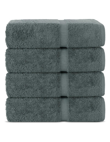 Juego de 4 Toallas de Baño Premium Algodón Turco Chakir Gris