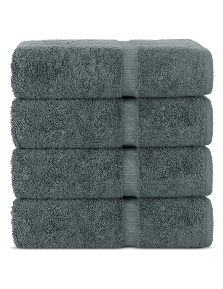 Juego de 4 Toallas de Baño Premium Algodón Turco Chakir Gris