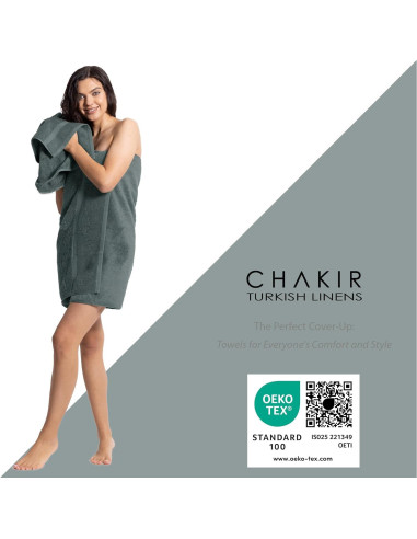 Juego de 4 Toallas de Baño Premium Algodón Turco Chakir Gris