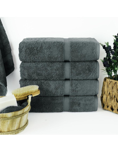 Juego de 4 Toallas de Baño Premium Algodón Turco Chakir Gris